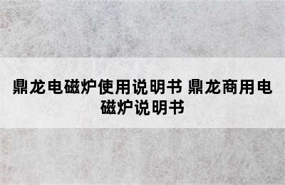 鼎龙电磁炉使用说明书 鼎龙商用电磁炉说明书